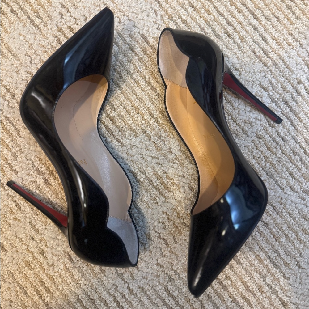 Christian Louboutin Black Patent Leather Red Bottom Pumps Size 37 / US 7 NIB - Picture 8 of 11
